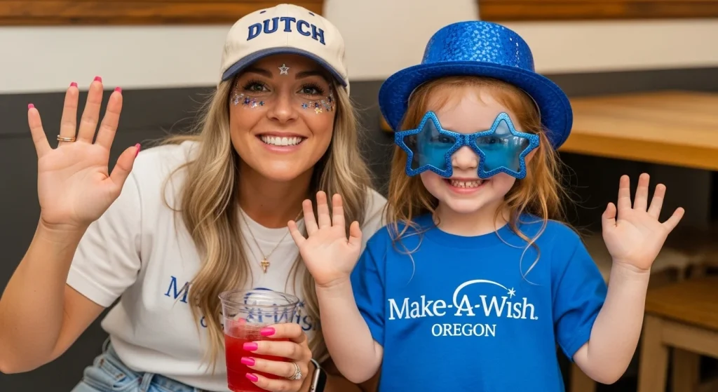 Dutch Bros Kids Menu with Prices: 1 A woman with kids with smiling face on a dutch bros shop.