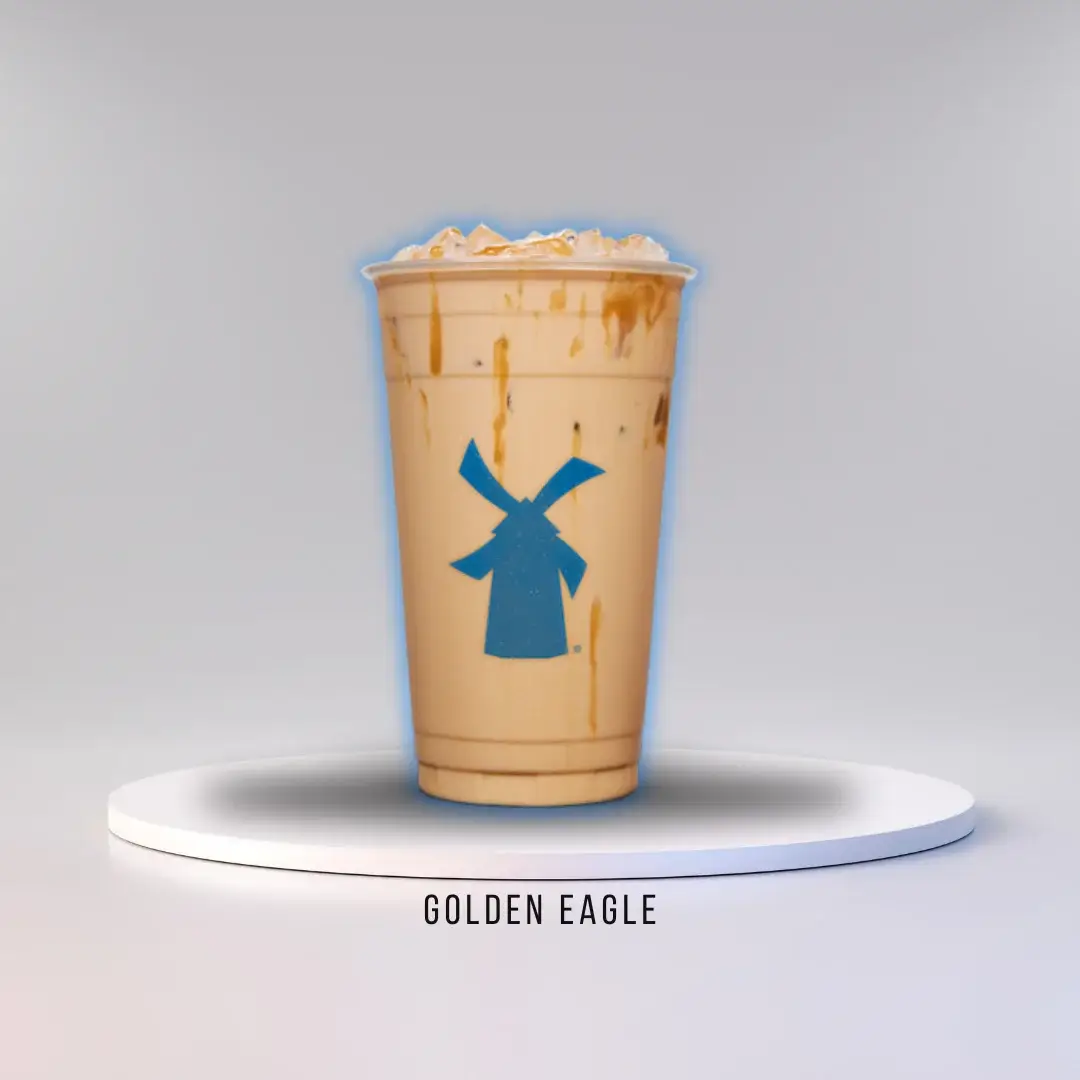 A GOLDEN EAGLE dutch bros drinks with Vanilla-Caramel-Breve-Caramel-Drizzle