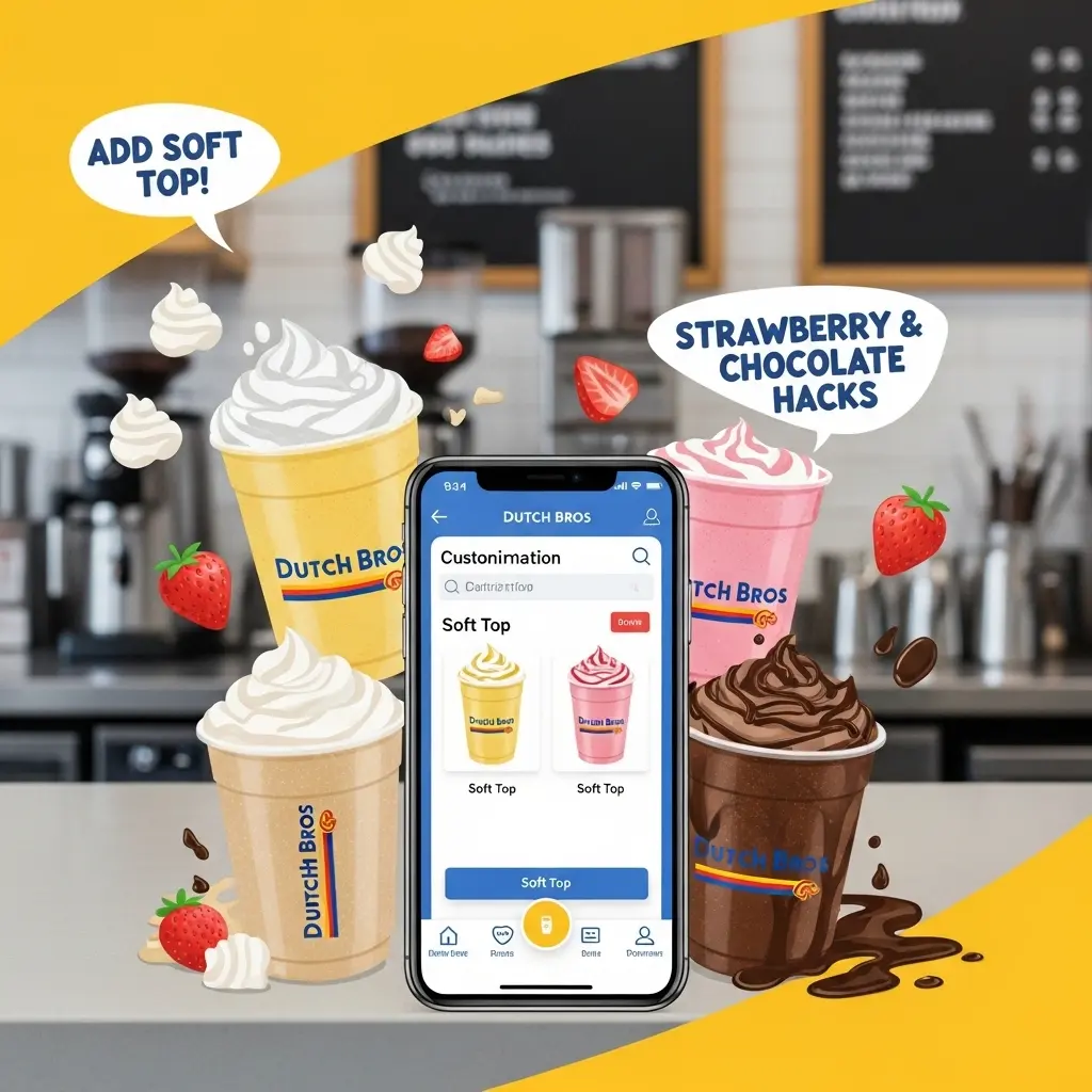 A visual infographic shows how to add soft top on a drink through app.