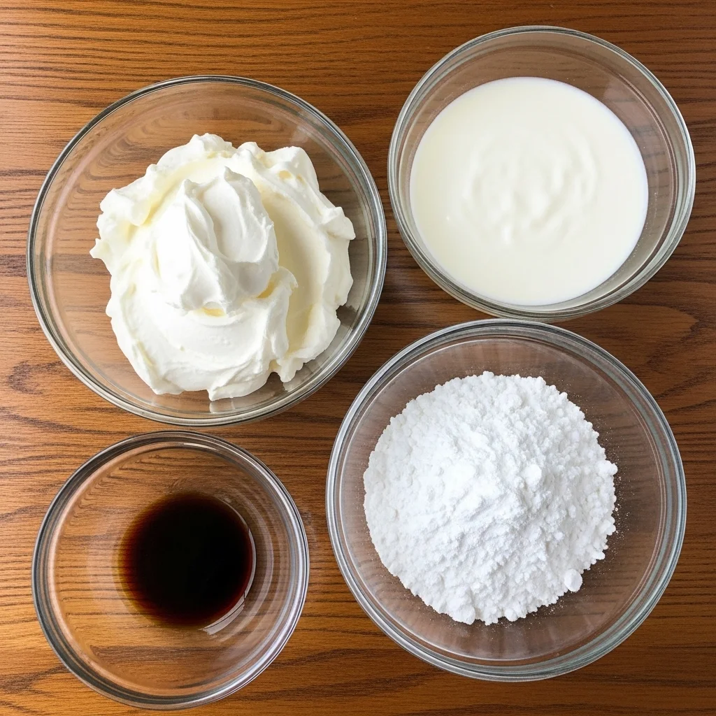 Ingredients for Dutch Bros Soft Top arranged in small glass bowls