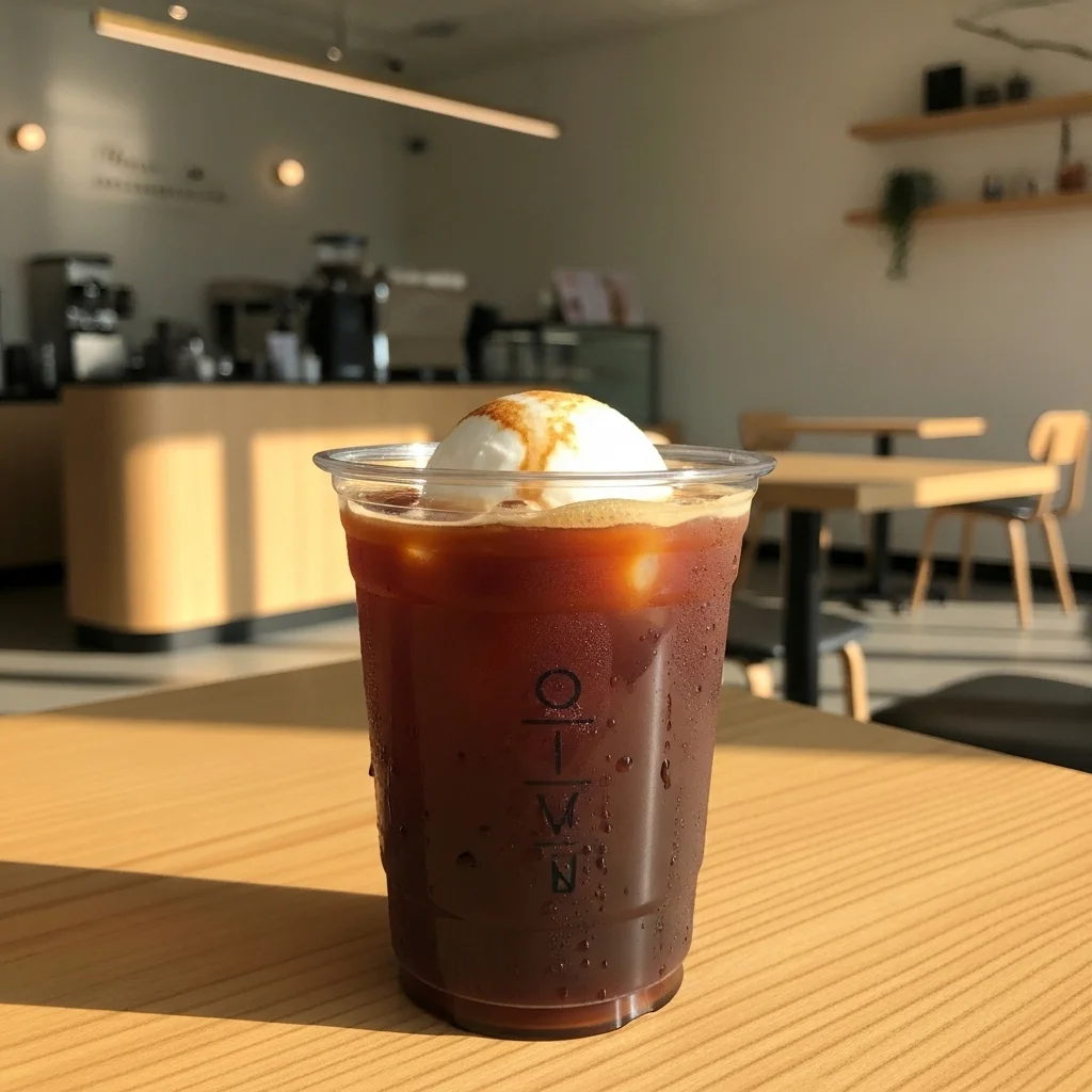 Creamy Soft Top foam on an iced coffee in a clear cup