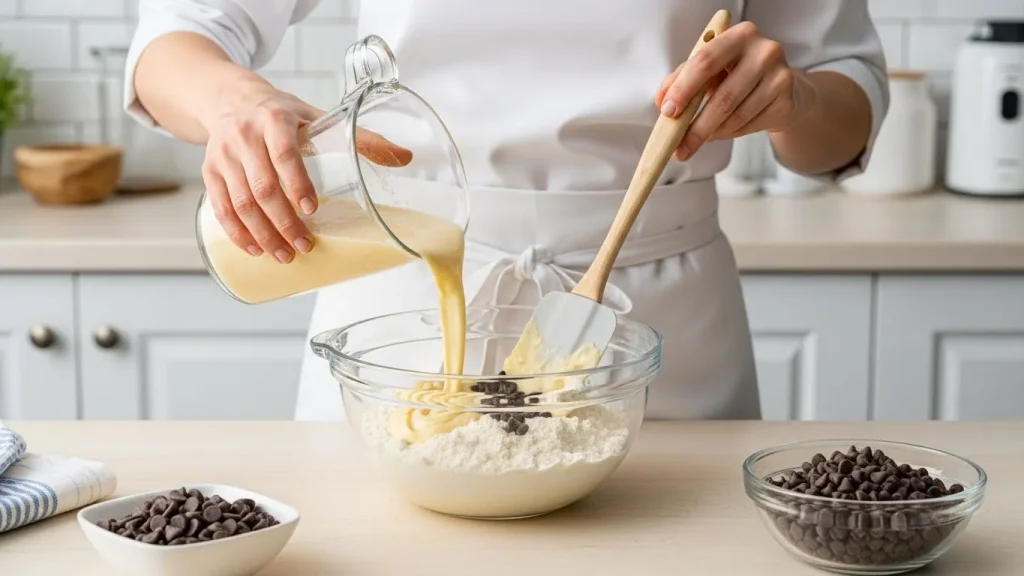 Dutch Bros Food Menu With Prices 11 Muffin batter being mixed with chocolate chips.