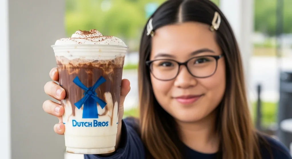 Dutch Bros Coffee Classics Menu Prices: Complete 5 A woman show dutch bros Grand Mocha drinks in her hand.