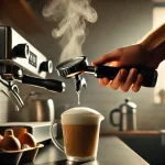 White Coffee Dutch Bros: Solve Your Caffeine, Calorie & Flavor Issues 9 A close up scene in a kitchen of steaming milk using a frothing pitcher and a steam wand