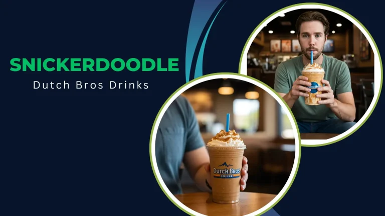 A banner that contains text information about Snickerdoodle Dutch Bros.