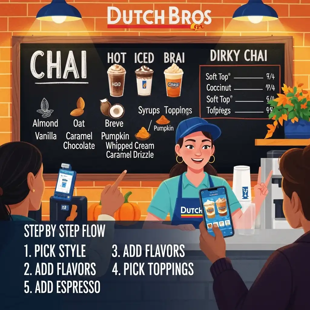 A illustration show How to Order Chai at Dutch Bros 