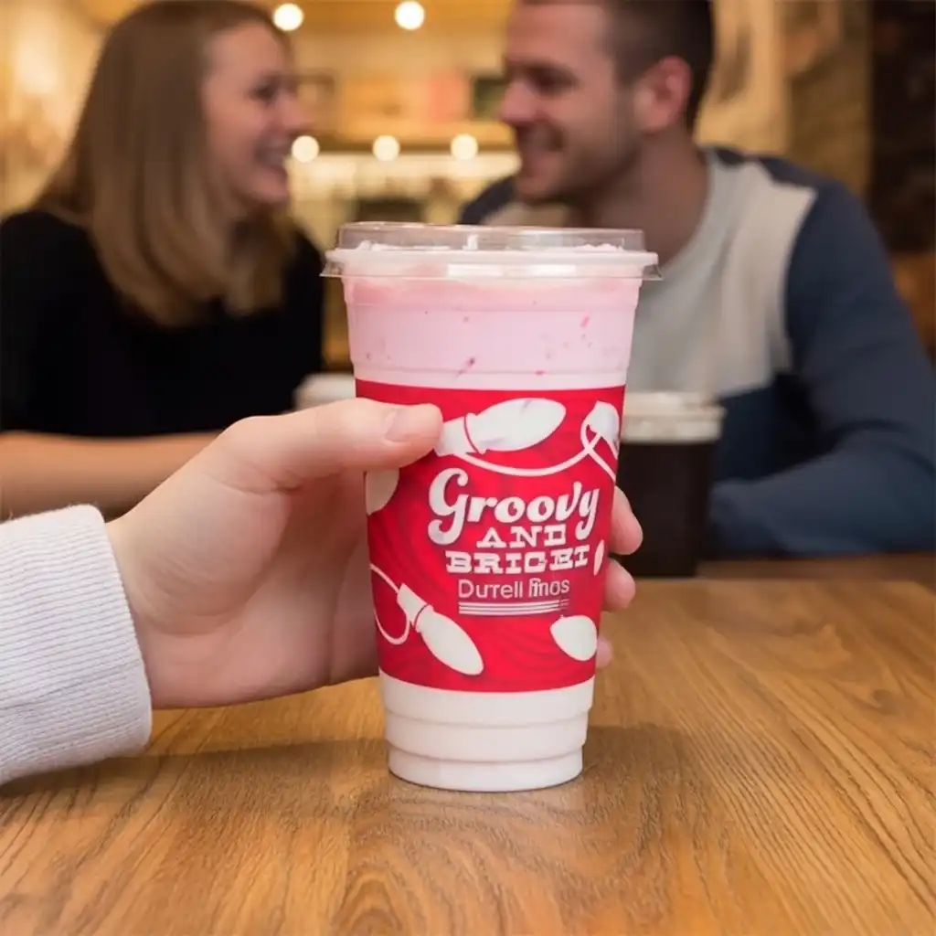 A Peppermint Chai dutch bros drink in a hand.