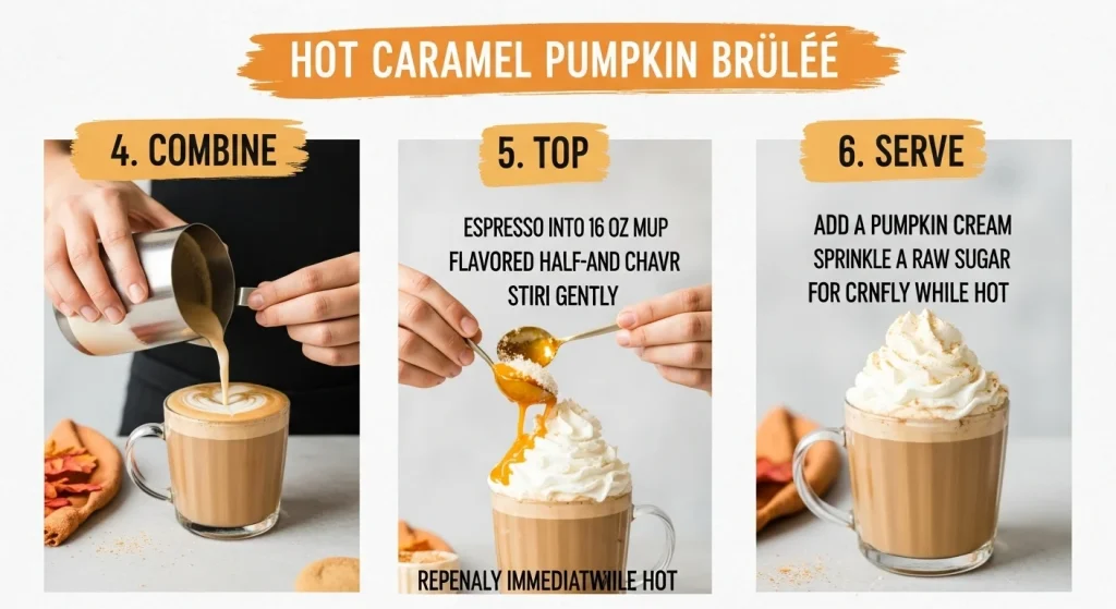 A iced caramel pumpkin brullee recipe instruction.