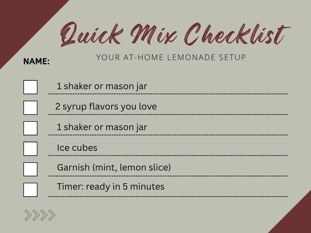 Dutch Bros Lemonade Recipe quick check list chart downloadable