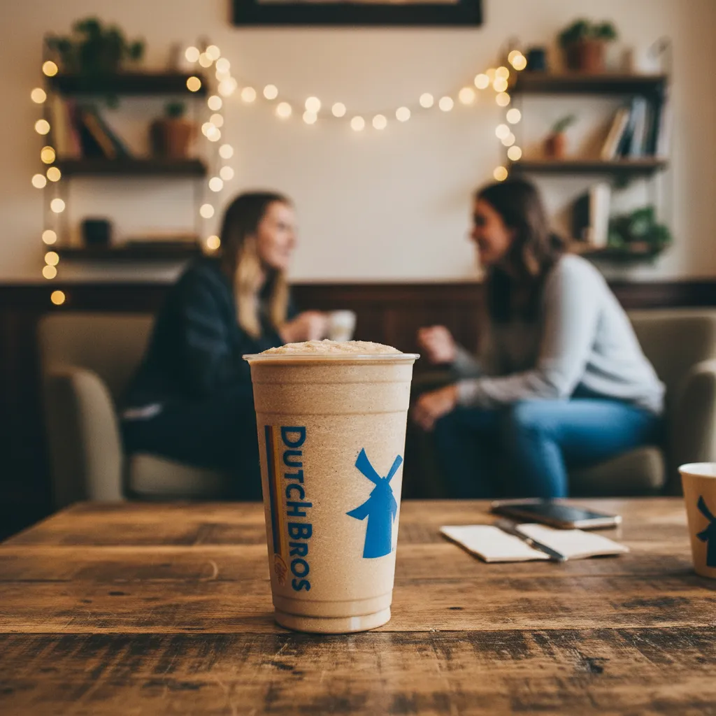 Dutch Bros Popping Boba: Try These Flavor-Packed Drinks Now 2 A Poppin’ Boba Vanilla Freeze place on a wooden table in a coffee shop.