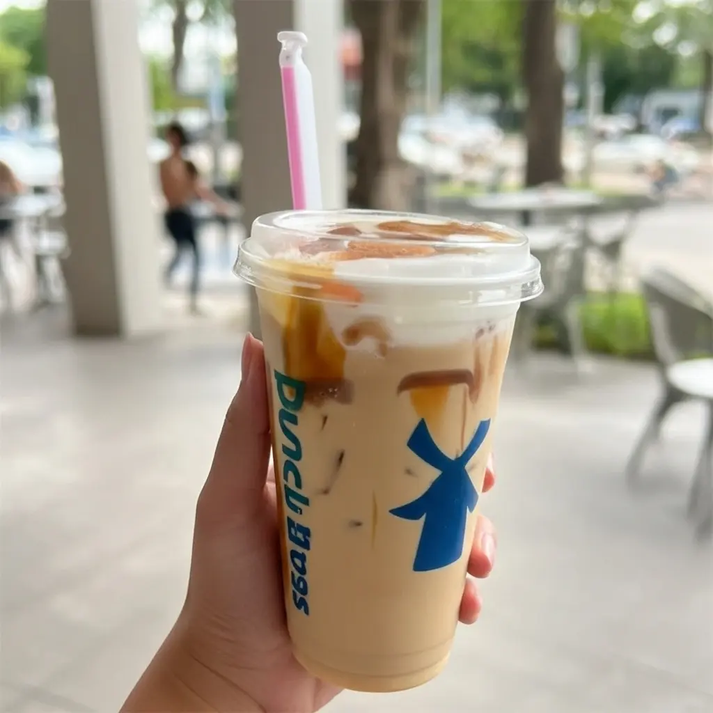 7 Dutch Bros Iced Coffee Drinks To Try 2 A person taking in her hand dutch bros Iced Latte drinks.