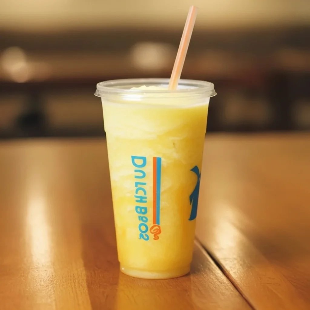 A Caramel Apple Cider dutch bros drinks placed on a table.