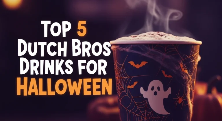 A banner image with text of Dutch Bros Drinks for Halloween.