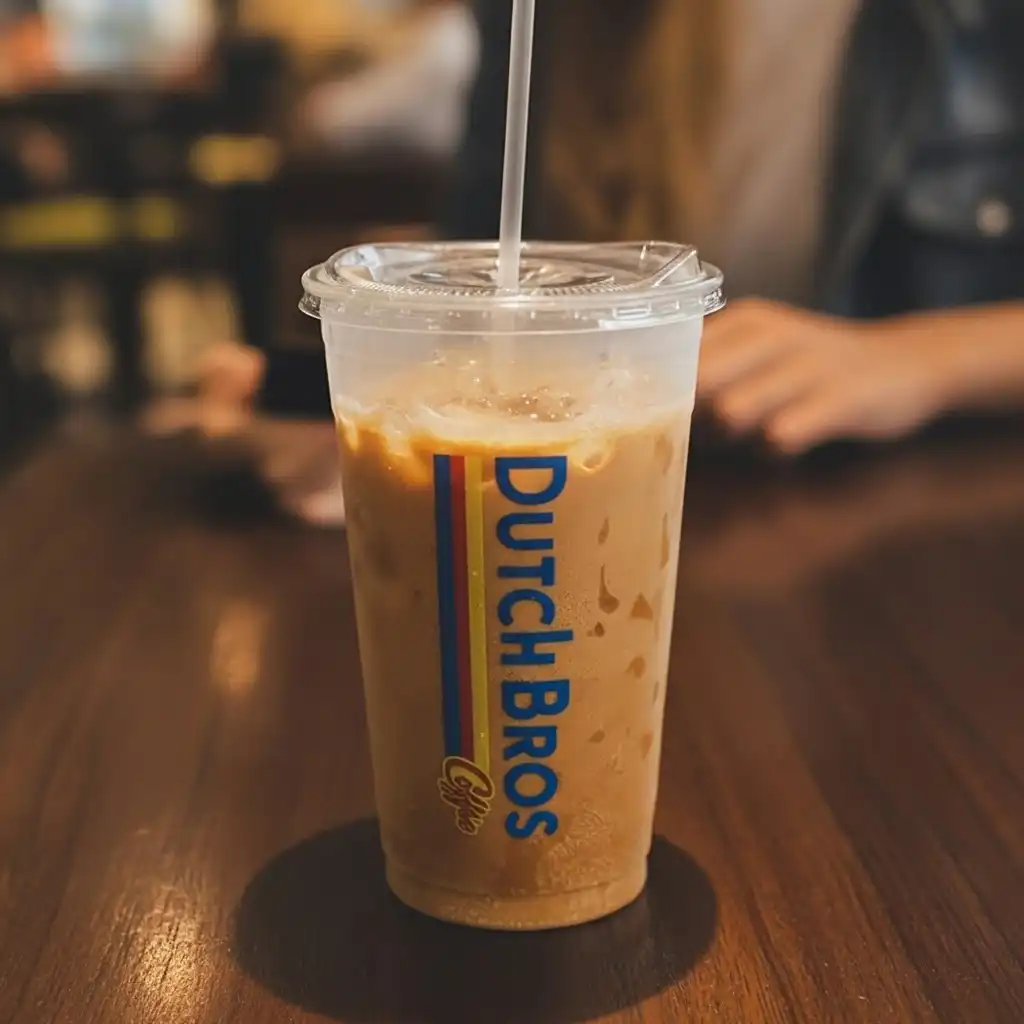 A OG Gummy Bear dutch bros drink placed on a table.