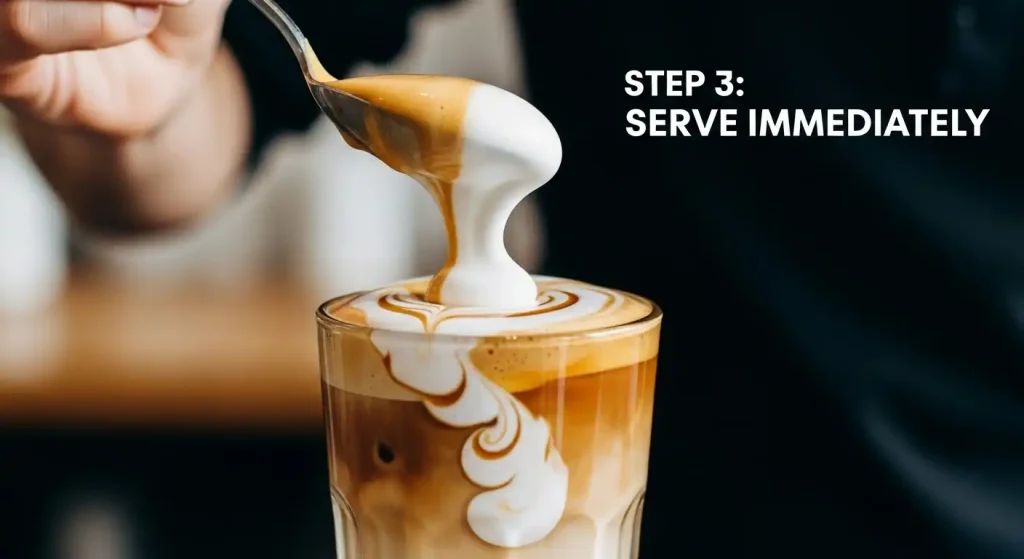 Step 3 Serve Immediately for making Soft Top Foam recipe.