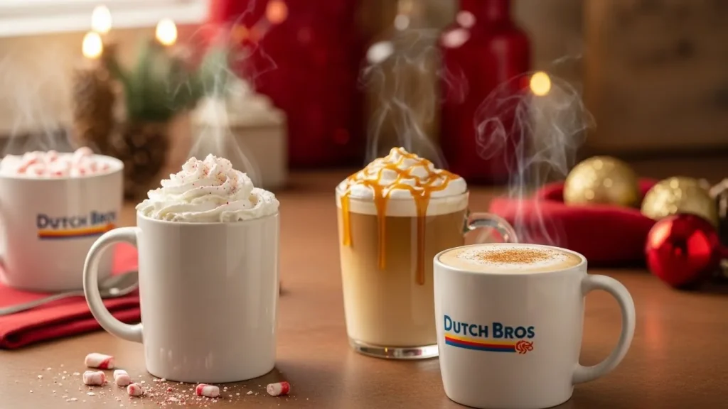 The Ultimate Dutch Bros Holiday & Winter Drinks Guide 2 4 Copycat Holiday Recipes on a table.
