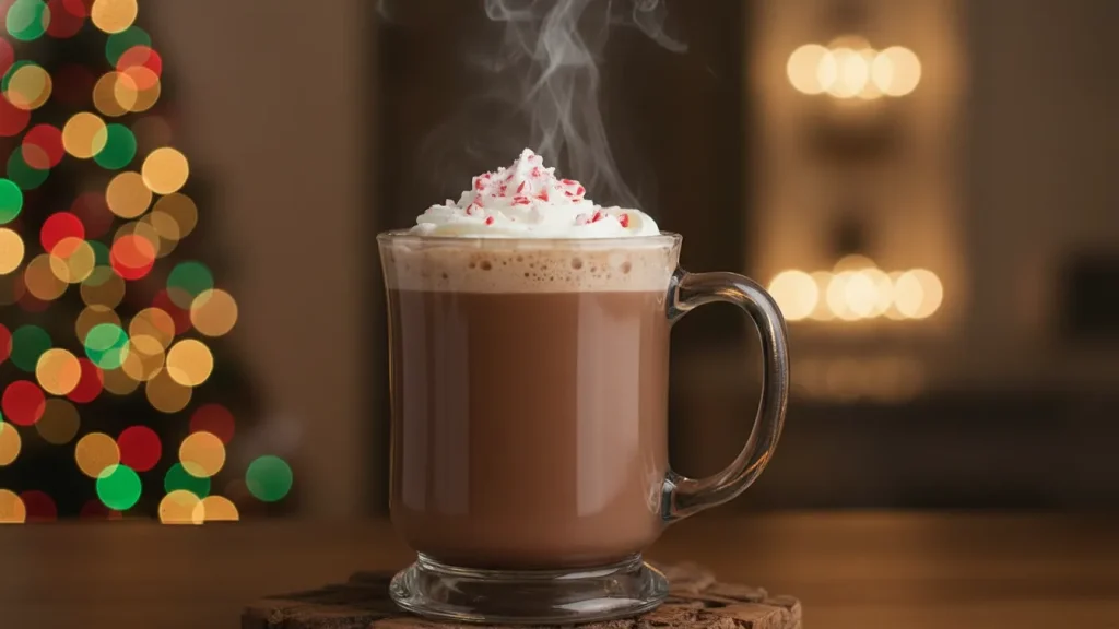The Ultimate Dutch Bros Holiday & Winter Drinks Guide 3 A Peppermint Mocha recipe ready to serve placed on a table.