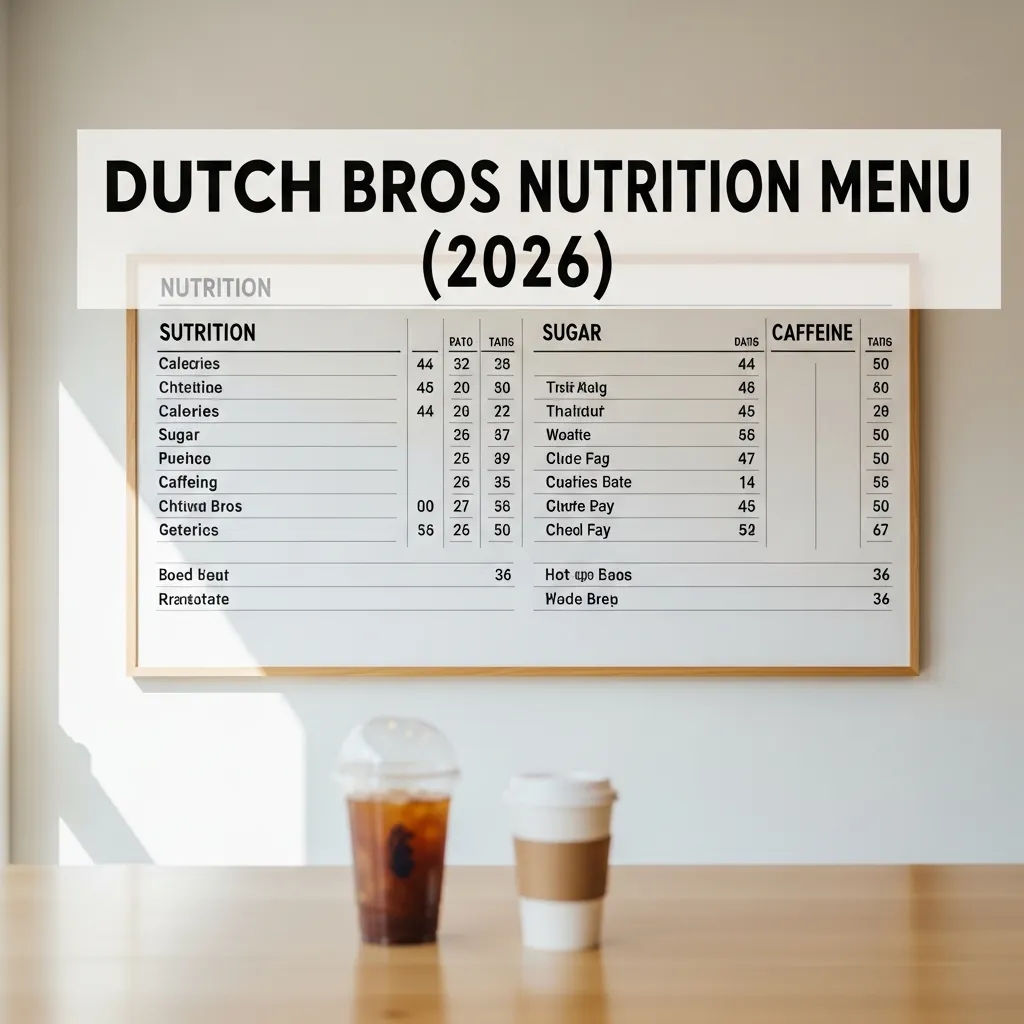 Dutch Bros Nutrition Menu 4 Dutch Bros nutrition menu board showing calories, sugar, and caffeine information