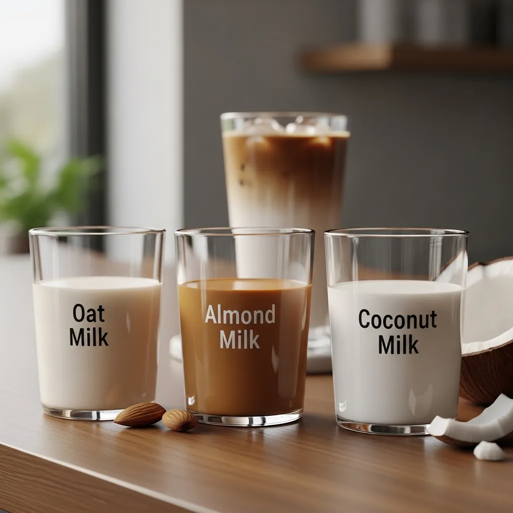 Dutch Bros Dairy-Free Guide 2 Oat milk, almond milk, and coconut milk options available for dairy-free drinks.