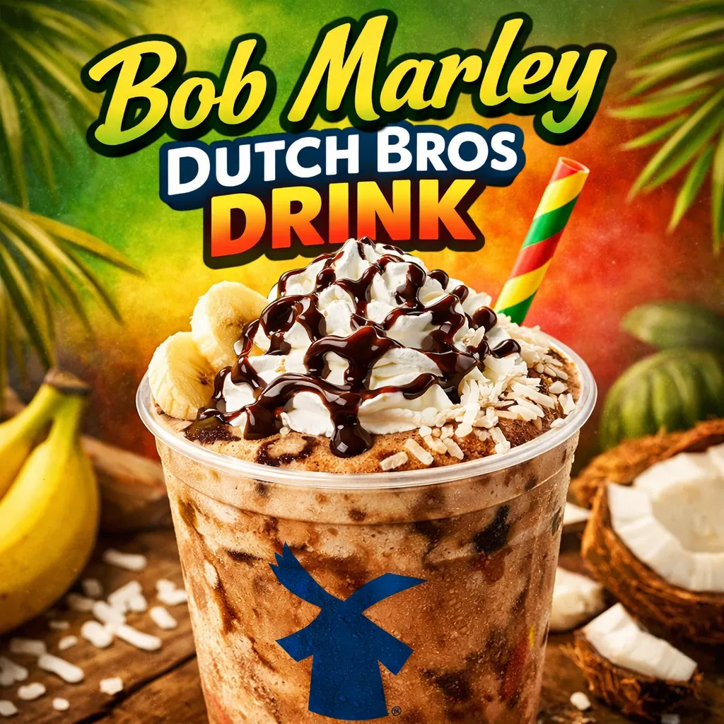 Bob Marley Dutch Bros Drink Price, Flavor & How to Order 3 A bob marley drink visual with text info