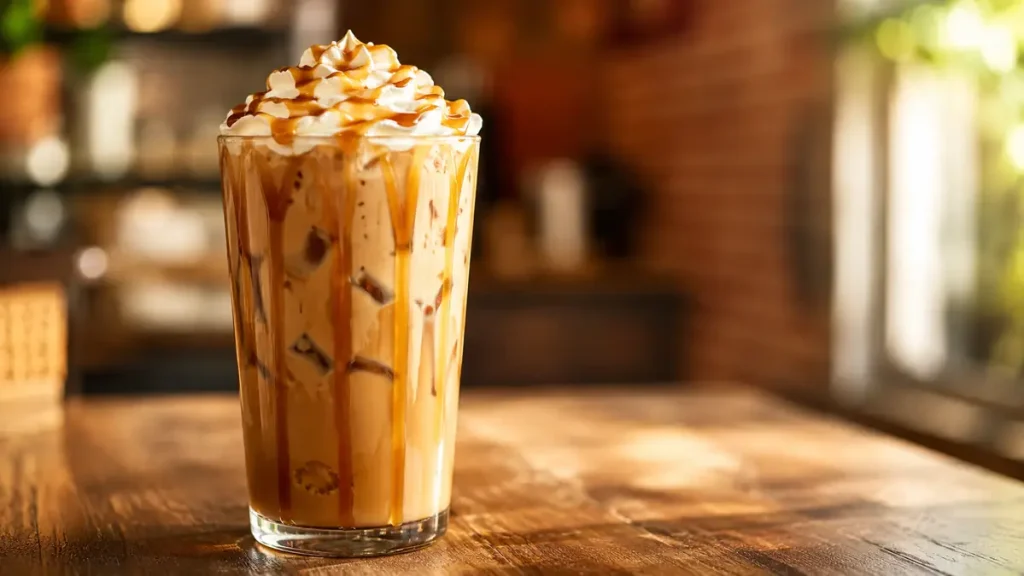 Dutch Bros Golden Eagle Recipe – Make the Copycat at Home (Easy & Quick) 2 caramel iced latte in a cozy cafe