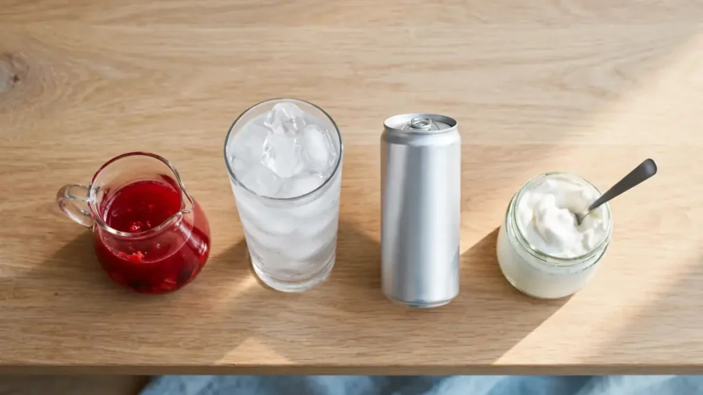 What to Use Instead of Blue Rebel at Home (Closest Swaps) 3 drink assembly flatlay