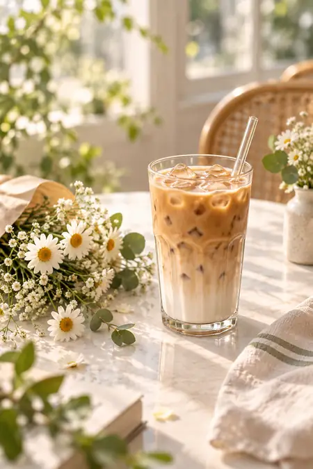 15 Iced Coffee Aesthetic Ideas for Coffee Lovers 7 coffee and flowers