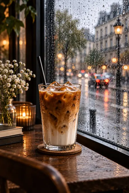 15 Iced Coffee Aesthetic Ideas for Coffee Lovers 8 rainy window coffee